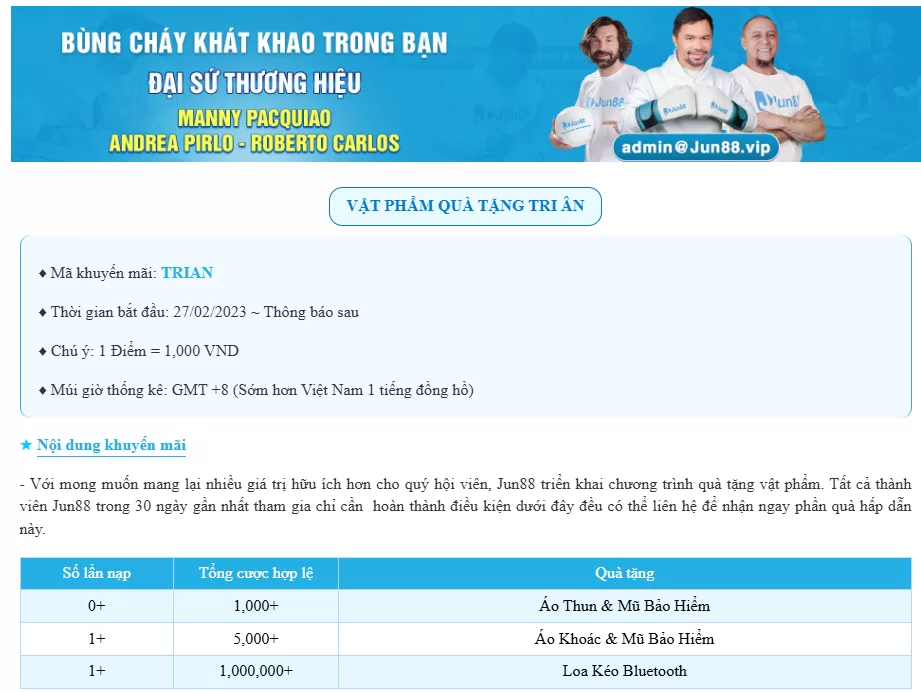 Quà Tặng Tri Ân Jun88 cập Nhật 2025 - Cơ Hội Nhận Thưởng Điểm Nổi Bật Của Quà Tặng Tri Ân Jun88