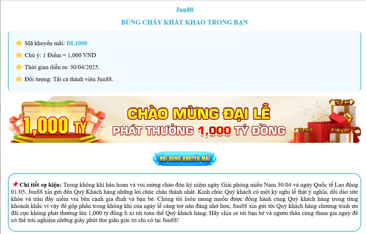 Nội dung khuyến mãi