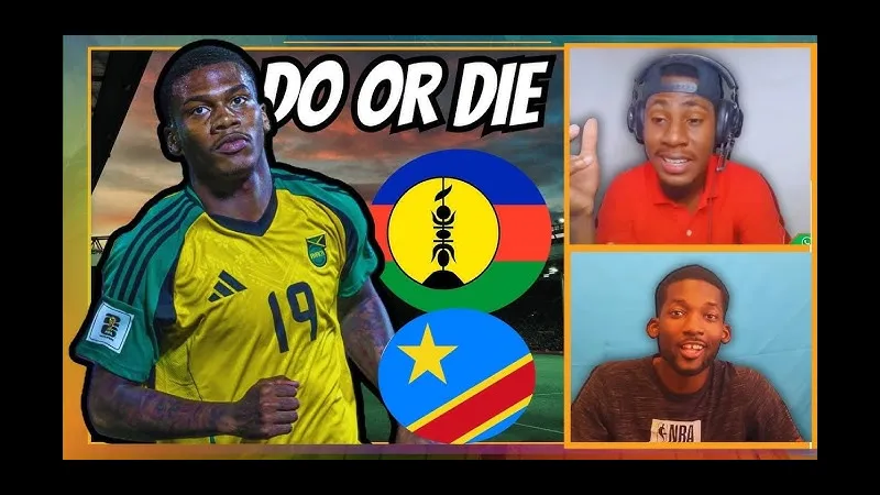 Cầu thủ New Caledonia và Jamaica đấu tranh gay cấn trên sân Cầu thủ New Caledonia và Jamaica đấu tranh gay cấn trên sân